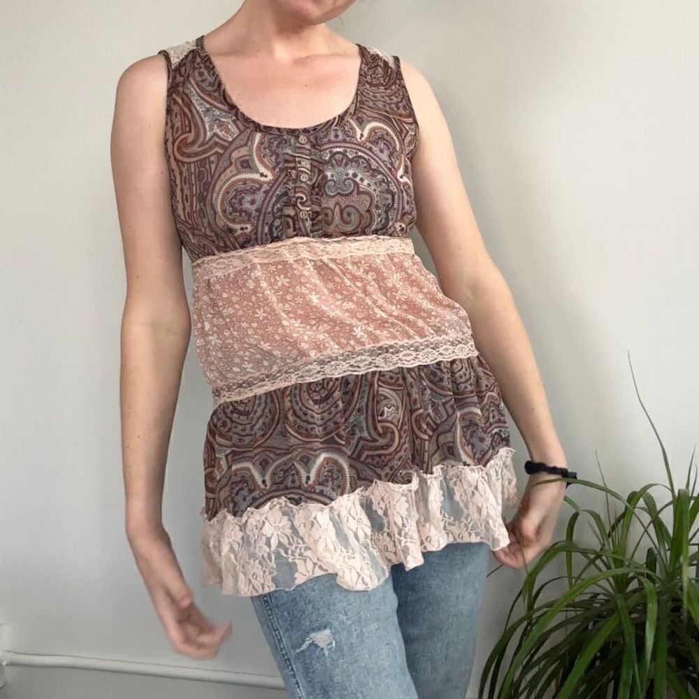 Daytrip Baby Doll Bohemian Paisley Print Top S‎